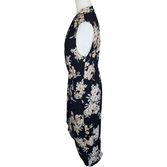 ASTR Floral Wrap Vneck High Slit Asymmetrical Maxi Dress Size Medium - Picture 13 of 15